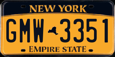 NY license plate GMW3351