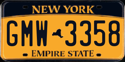 NY license plate GMW3358