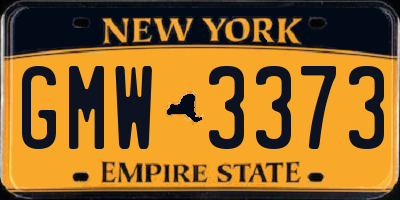 NY license plate GMW3373
