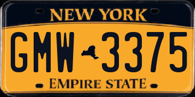 NY license plate GMW3375