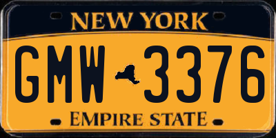NY license plate GMW3376