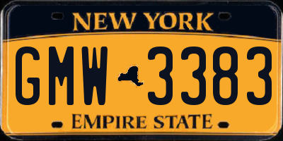 NY license plate GMW3383