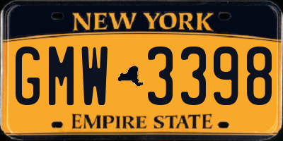 NY license plate GMW3398