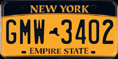 NY license plate GMW3402