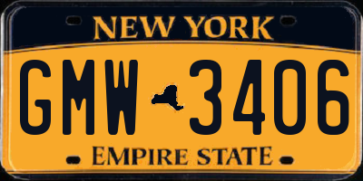 NY license plate GMW3406