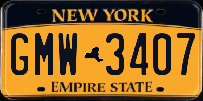 NY license plate GMW3407