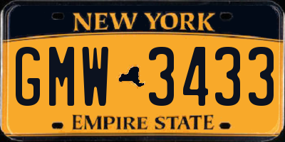 NY license plate GMW3433