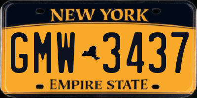 NY license plate GMW3437