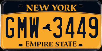NY license plate GMW3449