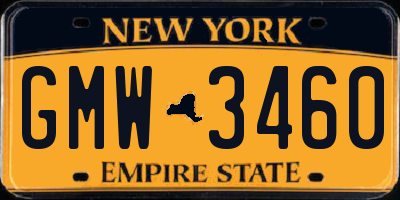 NY license plate GMW3460