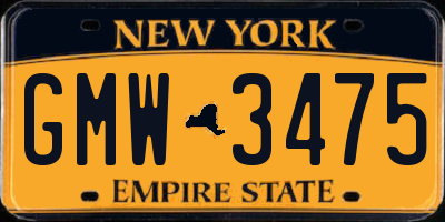 NY license plate GMW3475