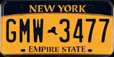 NY license plate GMW3477