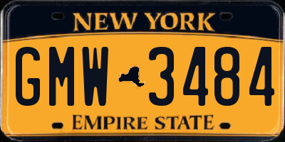 NY license plate GMW3484