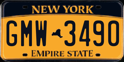 NY license plate GMW3490