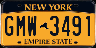 NY license plate GMW3491