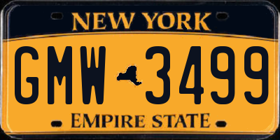 NY license plate GMW3499