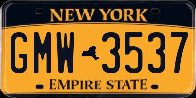 NY license plate GMW3537