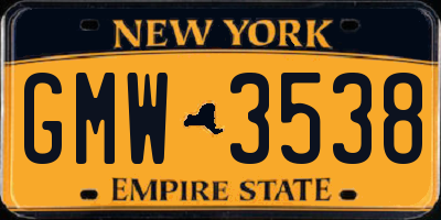 NY license plate GMW3538