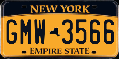 NY license plate GMW3566
