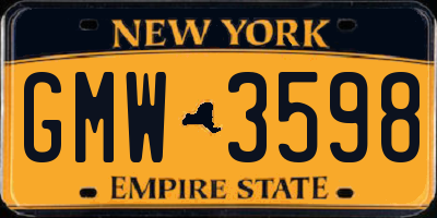 NY license plate GMW3598