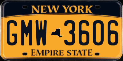 NY license plate GMW3606