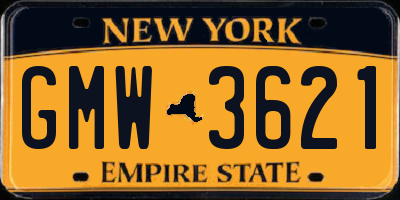 NY license plate GMW3621