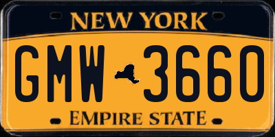 NY license plate GMW3660