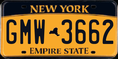 NY license plate GMW3662