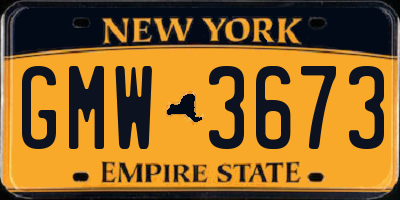 NY license plate GMW3673