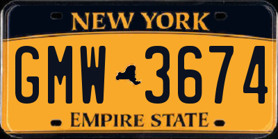 NY license plate GMW3674