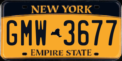 NY license plate GMW3677