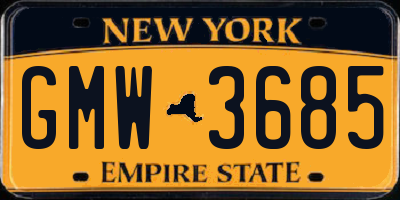 NY license plate GMW3685