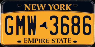 NY license plate GMW3686