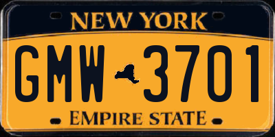 NY license plate GMW3701