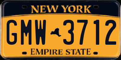 NY license plate GMW3712