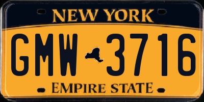NY license plate GMW3716