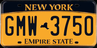 NY license plate GMW3750