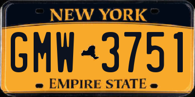 NY license plate GMW3751