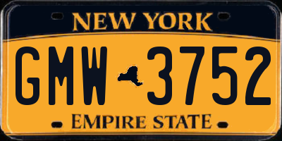NY license plate GMW3752