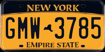 NY license plate GMW3785