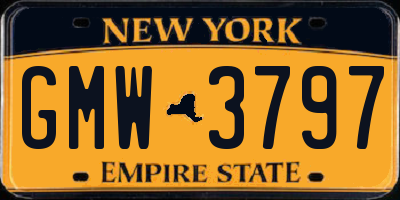 NY license plate GMW3797