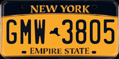 NY license plate GMW3805