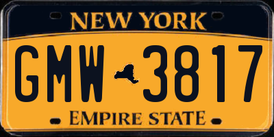 NY license plate GMW3817