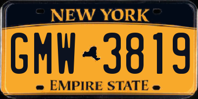 NY license plate GMW3819