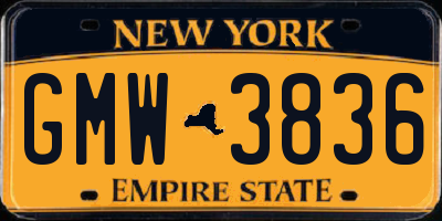 NY license plate GMW3836