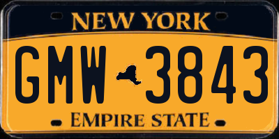 NY license plate GMW3843