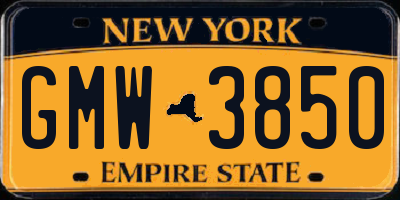NY license plate GMW3850