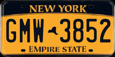 NY license plate GMW3852