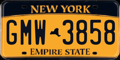 NY license plate GMW3858