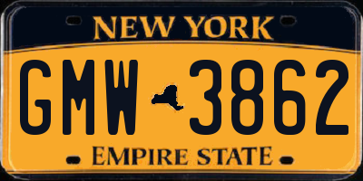 NY license plate GMW3862